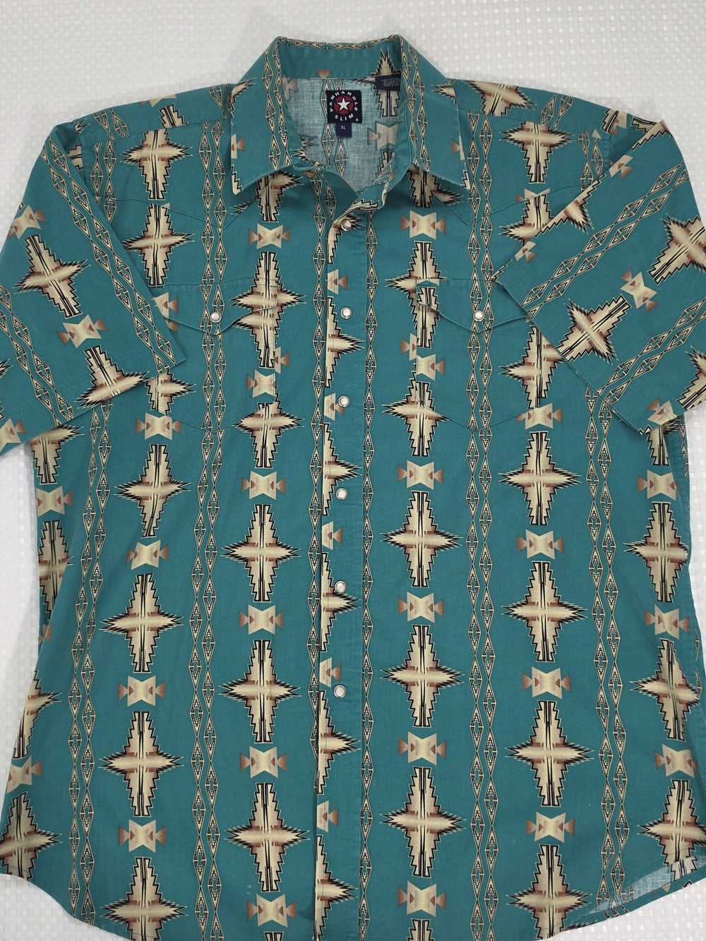 Vintage Panhandle Slim Men's XL Western Pearl Snap Shirt Aztec Southwestern EUC